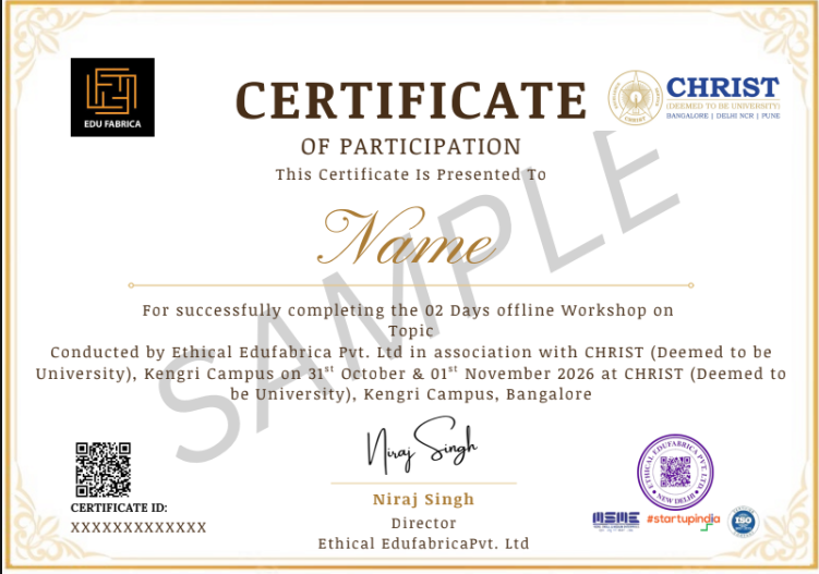 Edufabrica and CHRIST workshop participation certificate